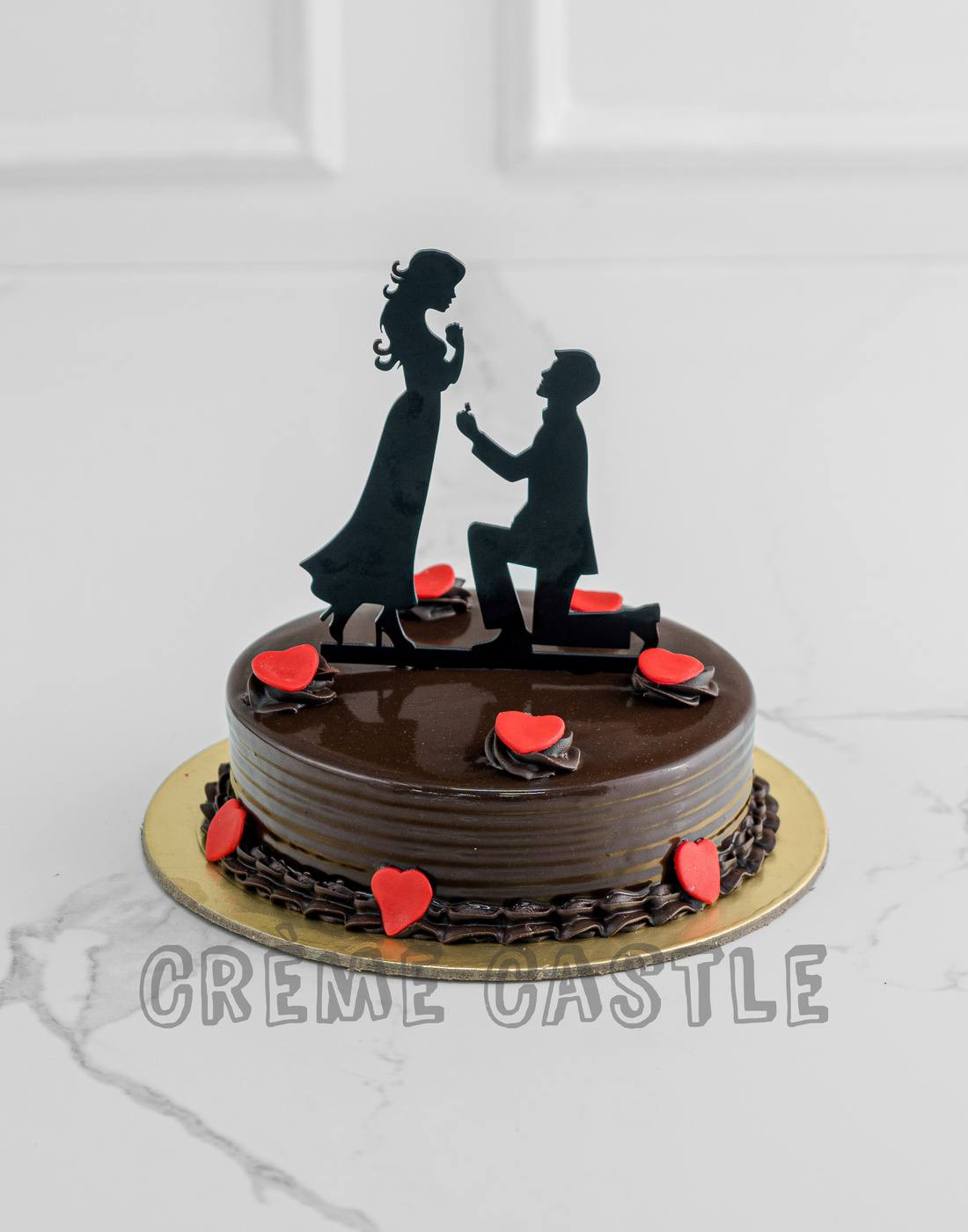 Chocolate Topper Anniversary Cake - Creme Castle