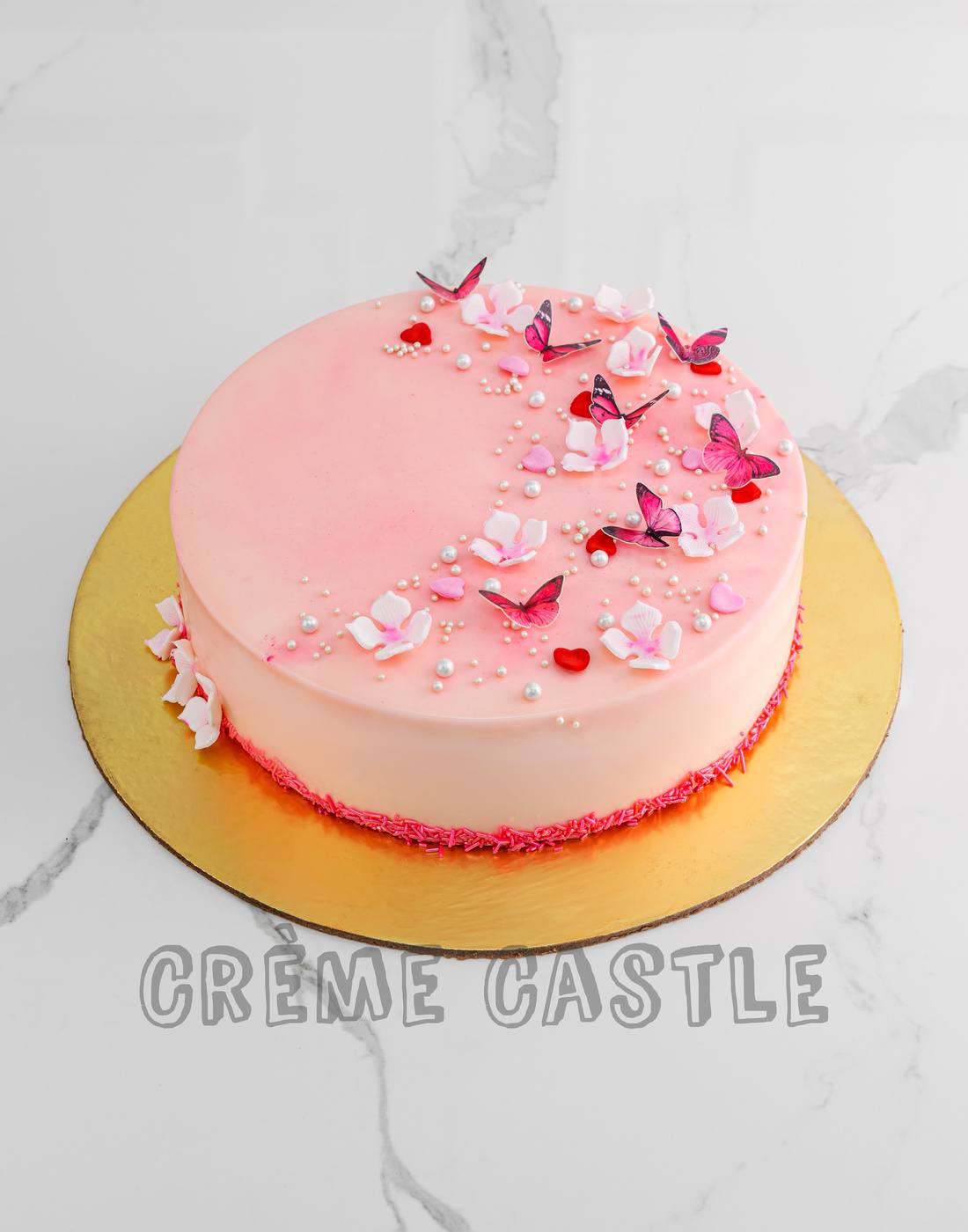 Pink Butterflies Cake – Creme Castle