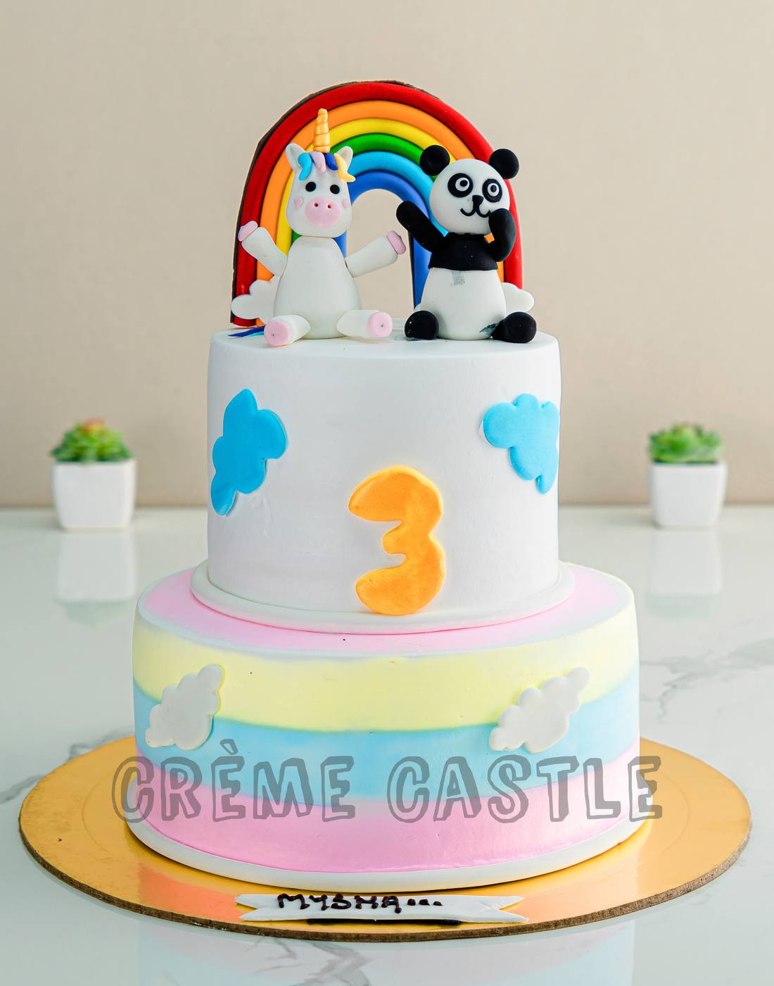 Panda Unicorn Tier Cake – Creme Castle