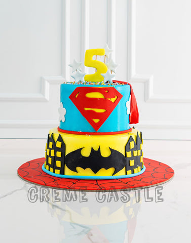 Batman and Superman Theme 2 Tier Cake Delivery in Delhi NCR - ₹7,499.00 Cake  Express