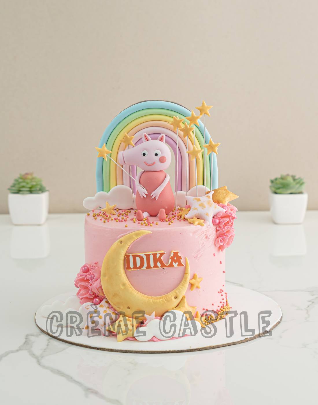 Peppa Rainbow Pink Cake – Creme Castle