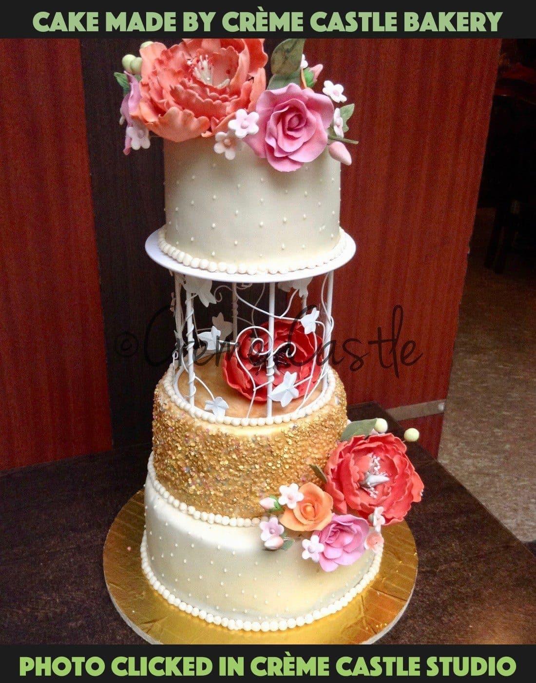 4 Tier Floral Cake. Wedding Cake. Engagement Cake. Noida Gurgaon ...