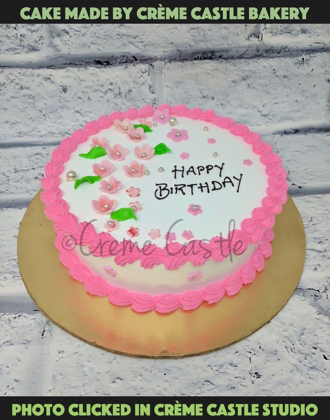 Floral Cream Cake. Customized Cake Bakery Near Me. Noida & Gurgaon ...