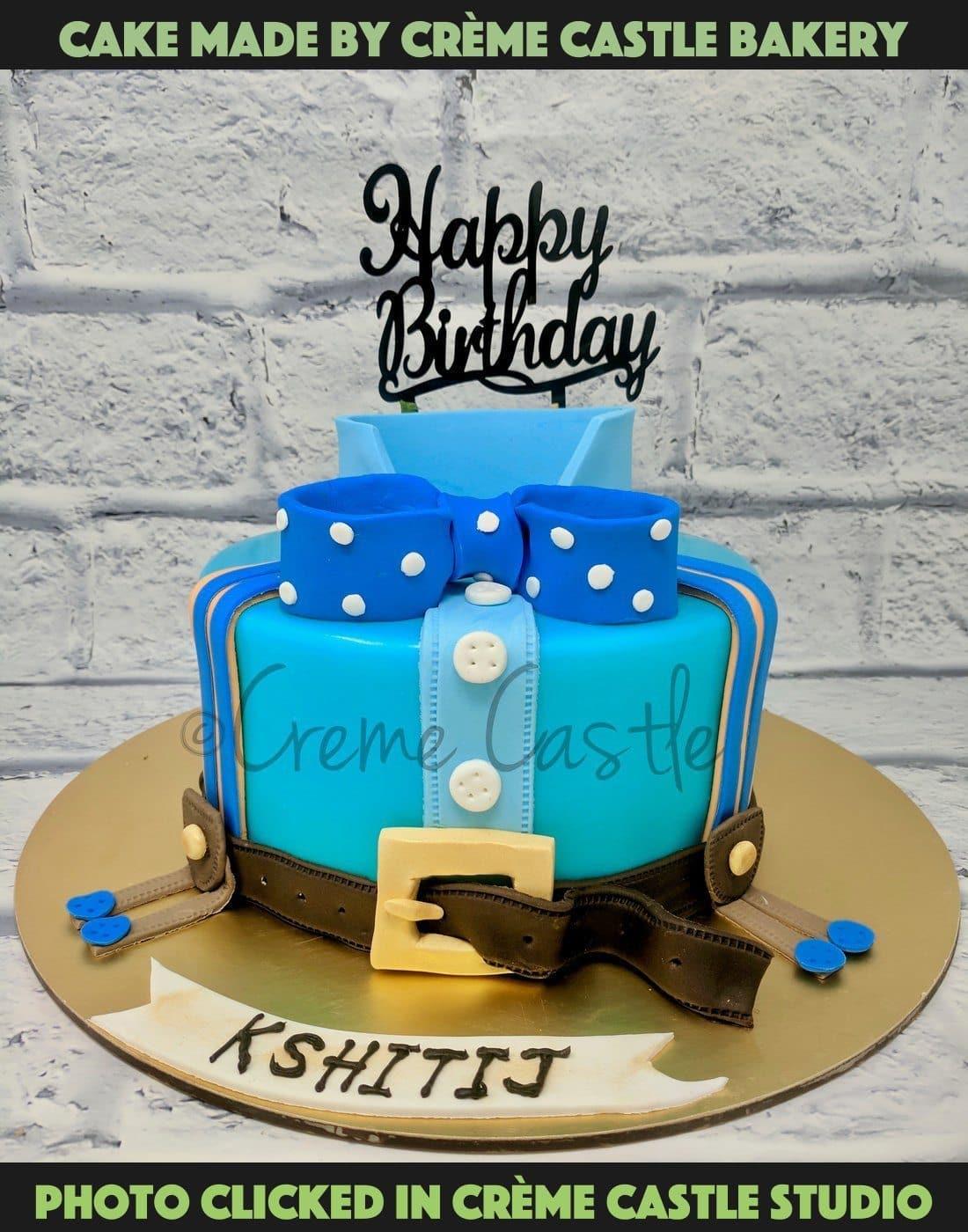 Birthday cake for Husband - Tuxedo gentleman theme cake - Blue ...