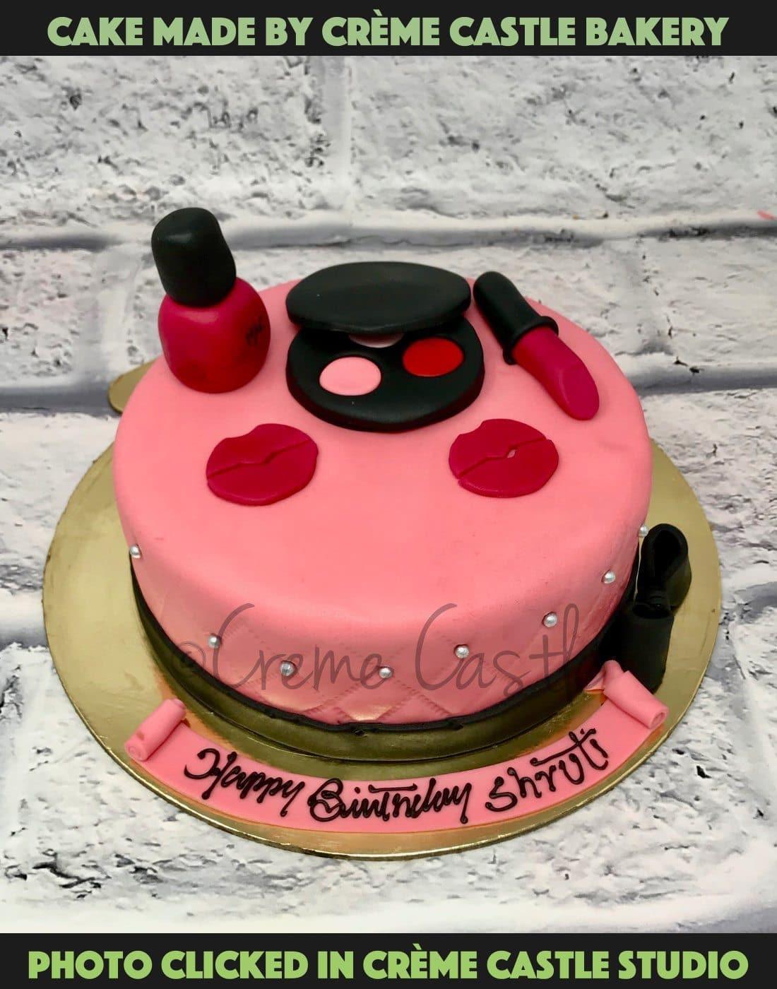 Makeup Fondant Cake | Makeup birthday cake for girl | Bakehoney