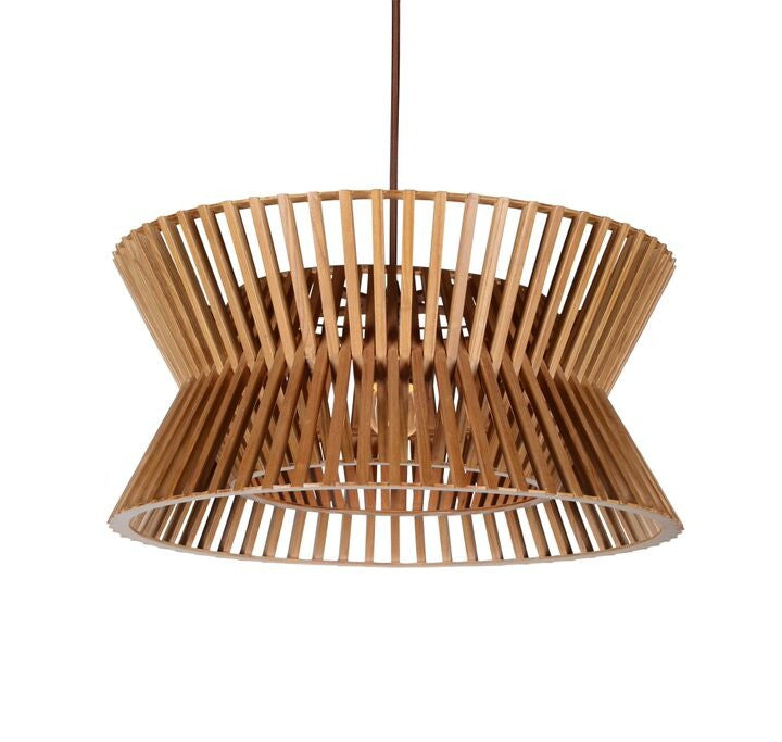 wood slat chandelier