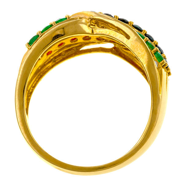 Vintage Ruby, Sapphire, Emerald & Diamond Band Ring