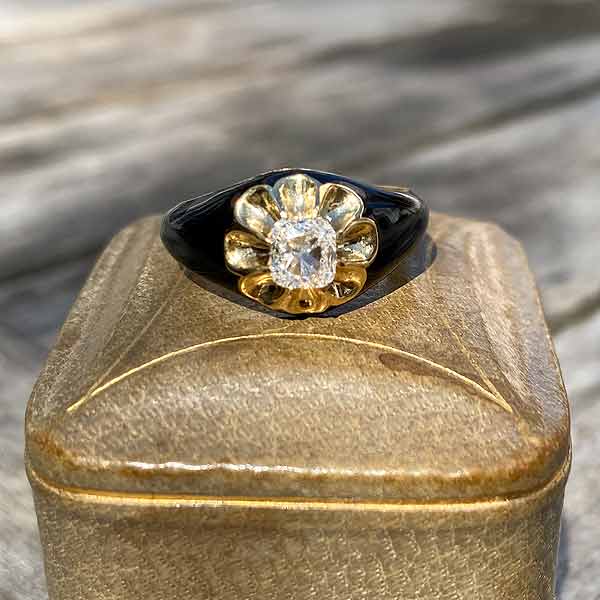 Black Enamel Diamond Ring, 0.54ct.