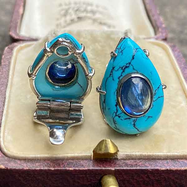 Vintage Sapphire & Turquoise Earrings