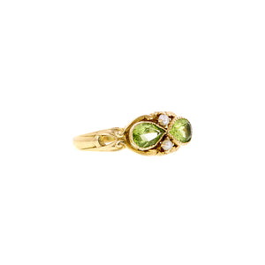 Art Nouveau Peridot & Pearl Ring:: Doyle & Doyle