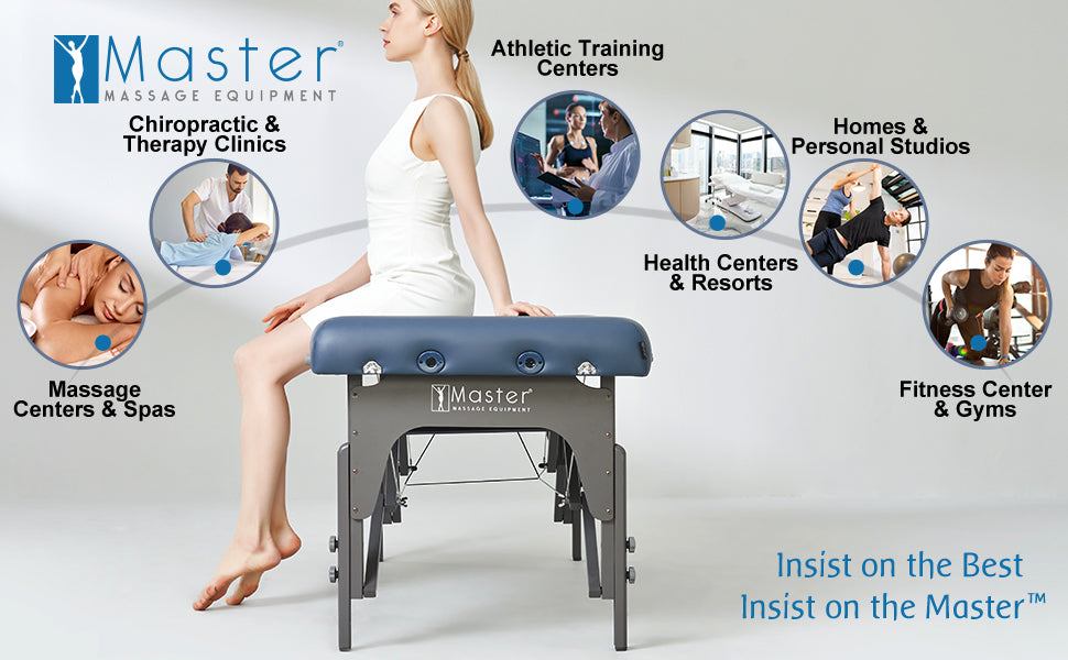 Don't settle for anything less than the Montclair Pro massage table package. With its superior construction, lightweight design, luxurious comfort, and included accessories, you can give your clients the best possible experience every time. Our table is a must have for any practice, and you can count on Master Massage for quality and durability.