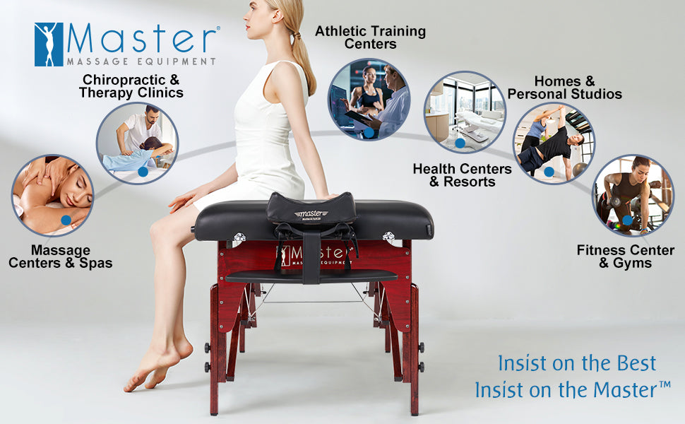 Don't settle for anything less than the Montclair Pro massage table package. With its superior construction, lightweight design, luxurious comfort, and included accessories, you can give your clients the best possible experience every time. Our table is a must have for any practice, and you can count on Master Massage for quality and durability.