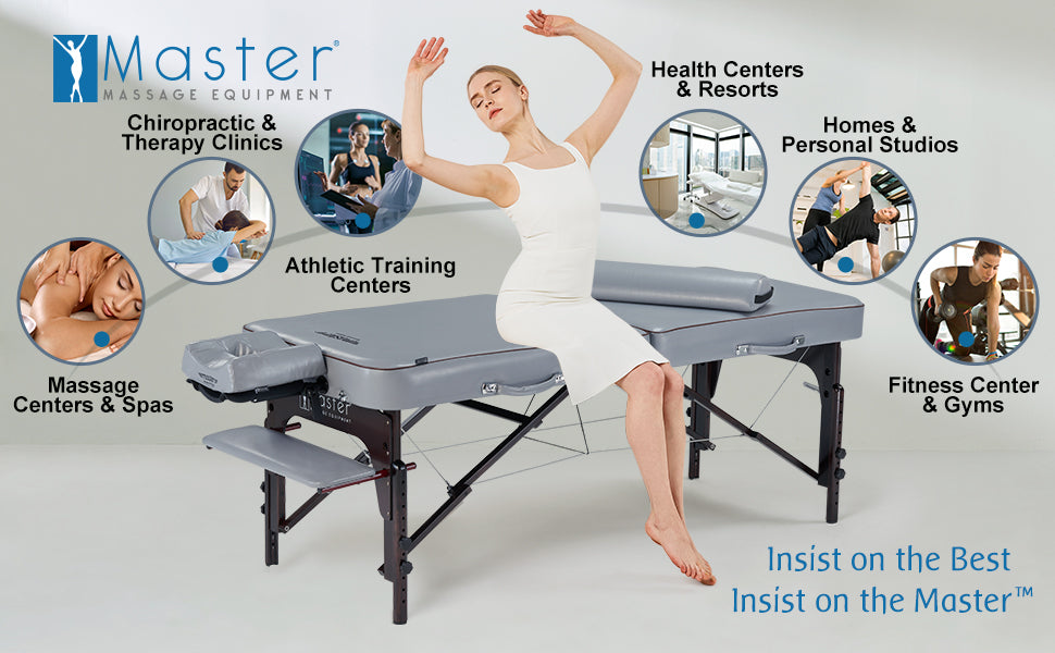 Our Master Montour Portable Massage Table/ portable facial table is perfect for various massage modalities such as Swedish, deep tissue, neuromuscular therapy, reflexology, and more. With Montour Portable Salon Table’s lightweight design and convenience, this portable salon bed can be used in your private practice or at home. This thoughtfully designed foldable beauty table can also be used for tattoos, lash applications, and facials!