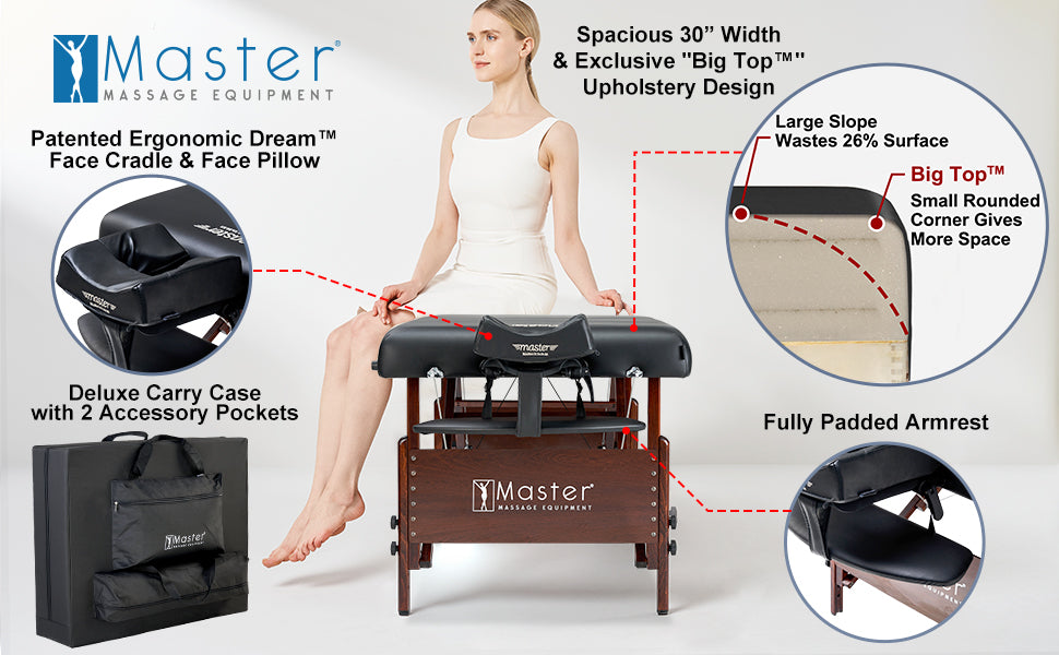 Our mission is to provide professional massage therapists with the best therapeutic equipment in order to deliver outstanding results and experience. Get your Master Del Ray folding facial bed today and join our family of satisfied customers!