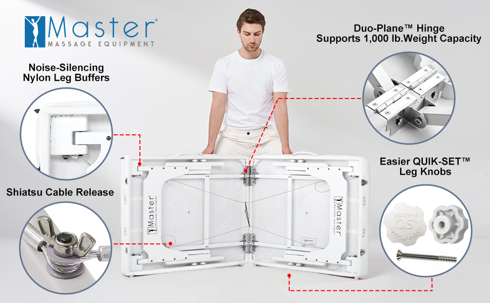 At Master Massage we have thought of every detail of our tables. We take great care to design each aspect of the massage tables- from matching PU leather upholstery and coordinated wood components to Clevis Block Leg Attachments and hardware. The result is a high-end table that is both luxurious and practical!