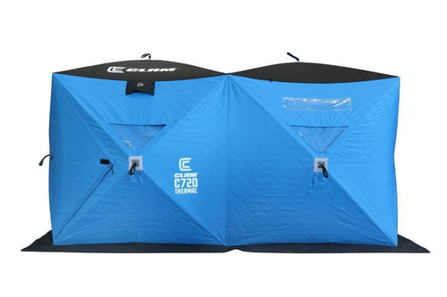 Clam C-890 Portable 11.5 Foot Pop Up Ice Fishing Angler Hub Shelter, Blue  (Used) 719921144785