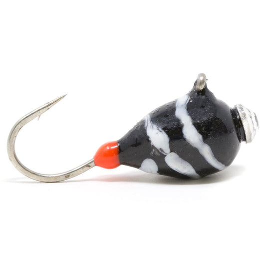 Clam Ribbon Leech Flutter Spoon 1/4 oz - Silver Black Holo - Ice Fishing  Lure