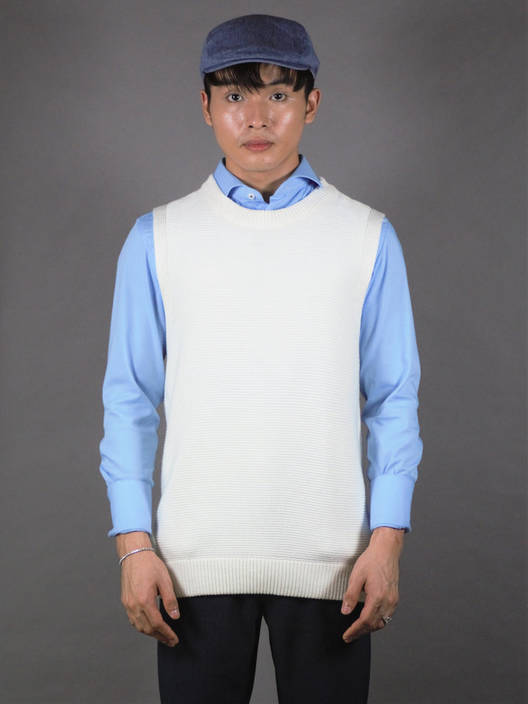 Men Sleeveless Sweater Vest Cotton Knitted (8005 white) – RECOIL |  Reinventing Your Style