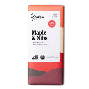 Maple and Nibs Unroasted 75% Dark Chocolate Bar - Neighborly