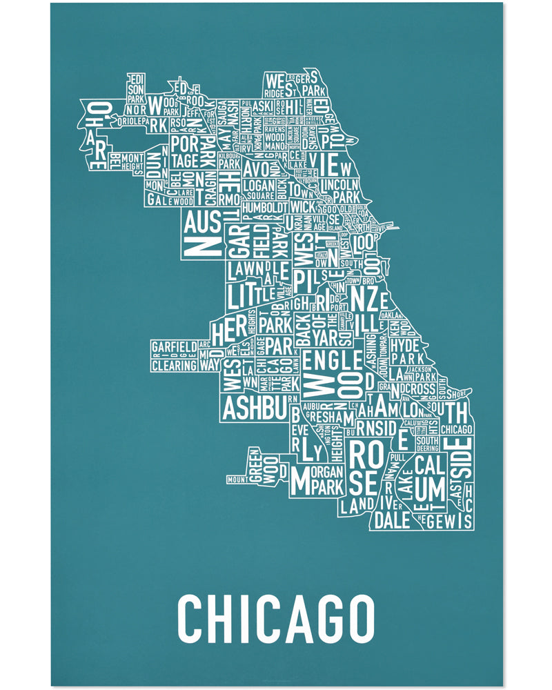 chicago neighborhood map poster Chicago Typographic Neighborhood Map Neighborly chicago neighborhood map poster