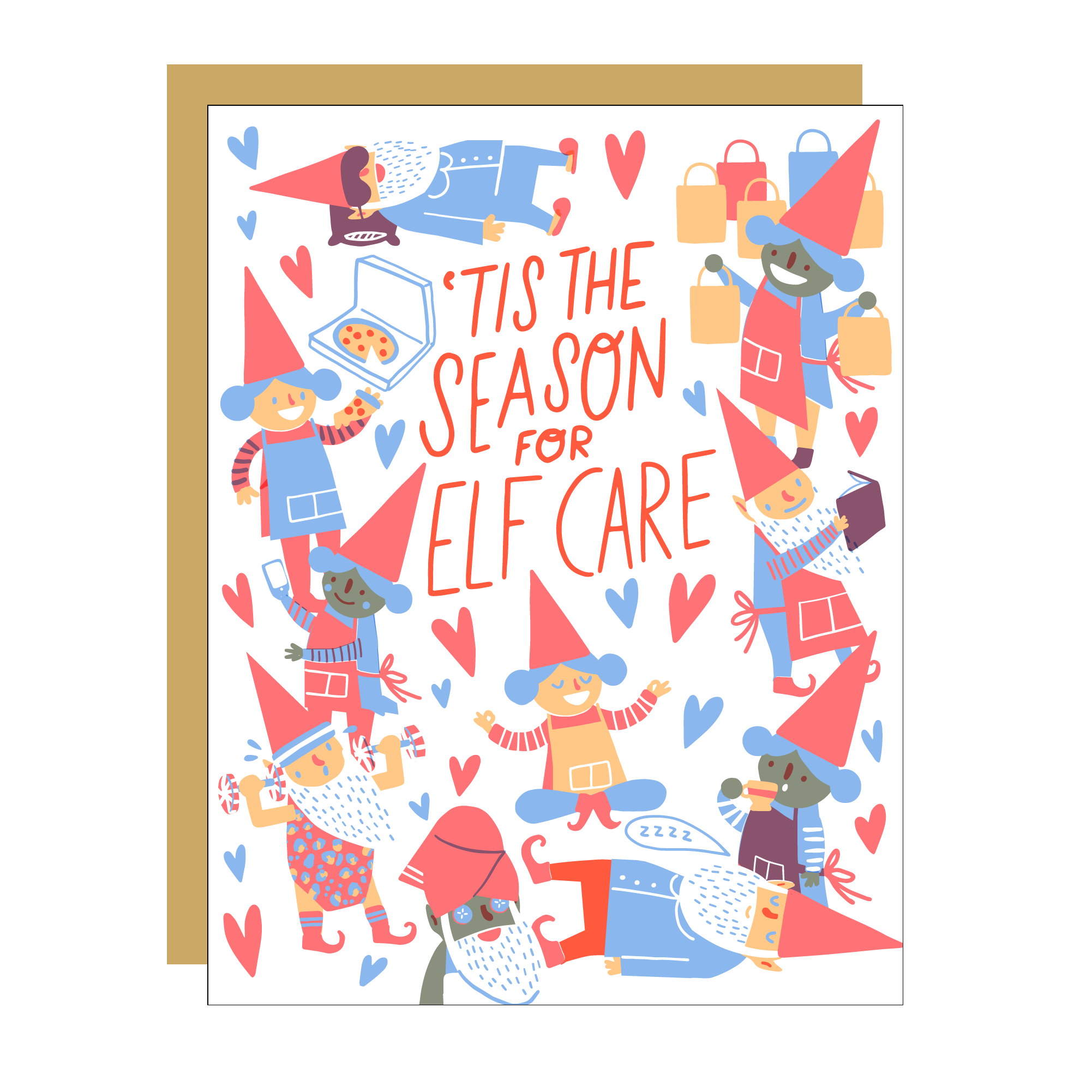 Tis the Season for Elf Care Letterpress Holiday Card