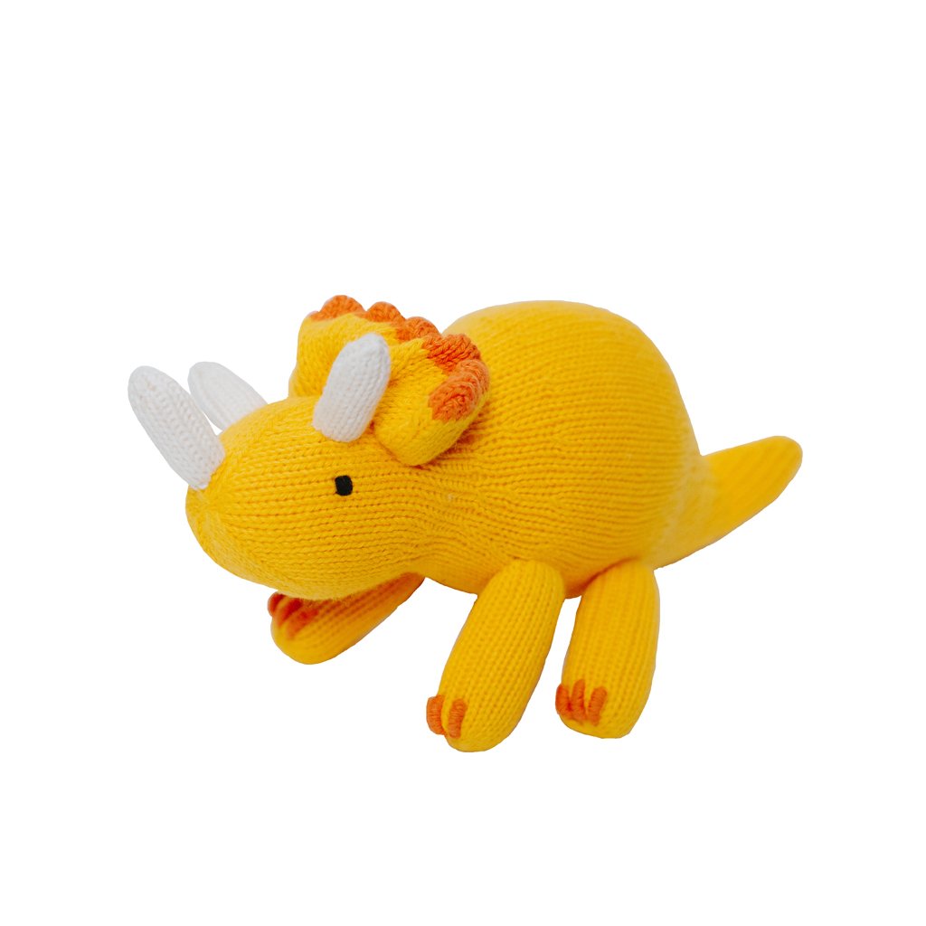 Fair Trade Knit Alpaca Stuffed Triceratops Dinosaur Toy