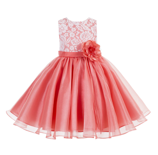 Lace Organza Flower Girl Dress Elegant Formal Junior Beauty Pageant Br ...