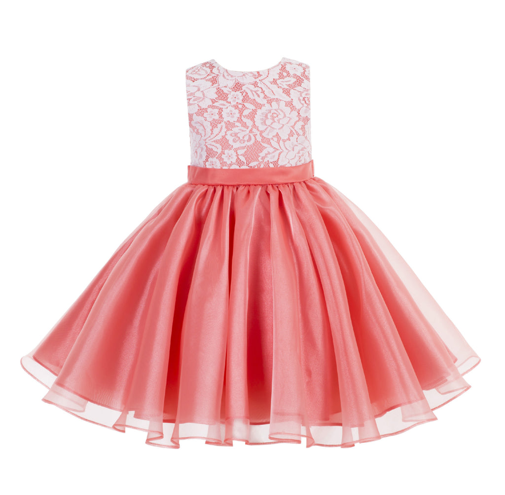 Lace Organza Flower Girl Dress Elegant Formal Junior Beauty Pageant Br ...