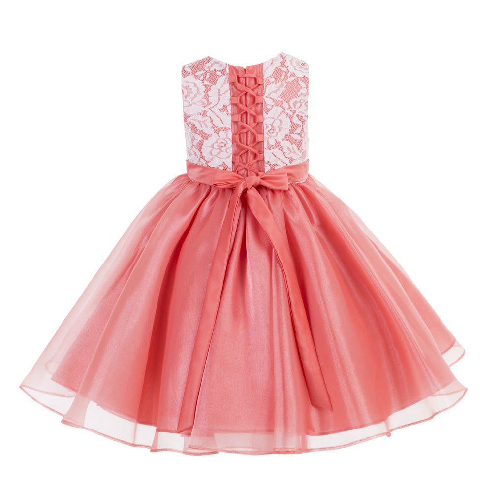 Lace Organza Flower Girl Dress Elegant Formal Junior Beauty Pageant Br ...