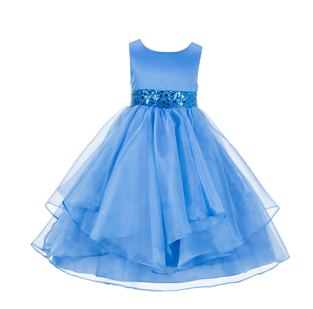 Sequin Ruffles Organza Flower Girl Dress Toddler Wedding Pageant Party ...