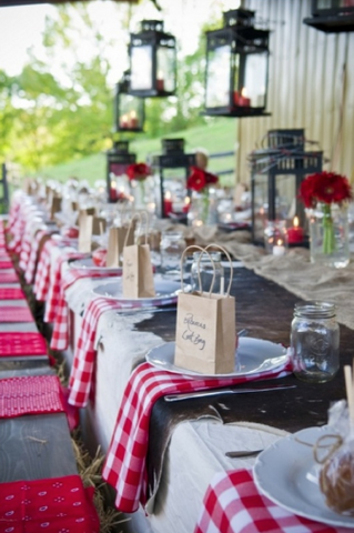 gingham wedding table