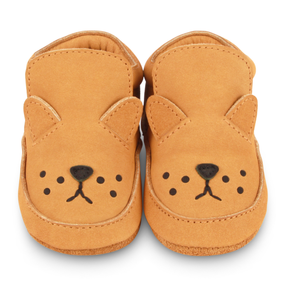 Donsje Spark Special Leather Baby Shoe - Dog - Velcro Fastening Strap  unisex (bambini)