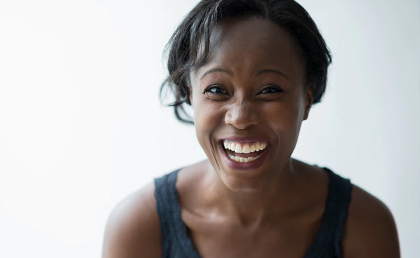 Healthy black woman smiling