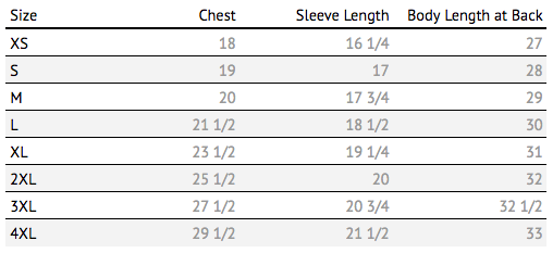Mens 3xl Shirts Size Chart