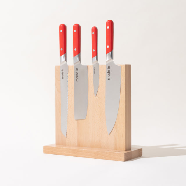 Knife Set + Block · Pomme Red