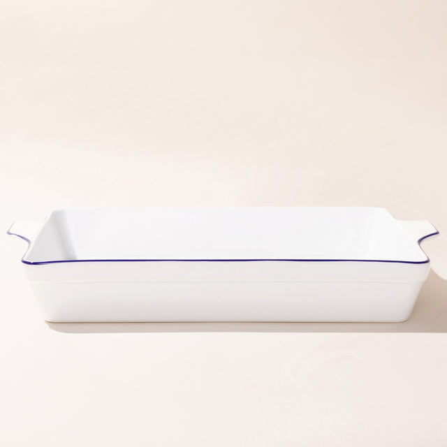 rectangular baking dish navy rim