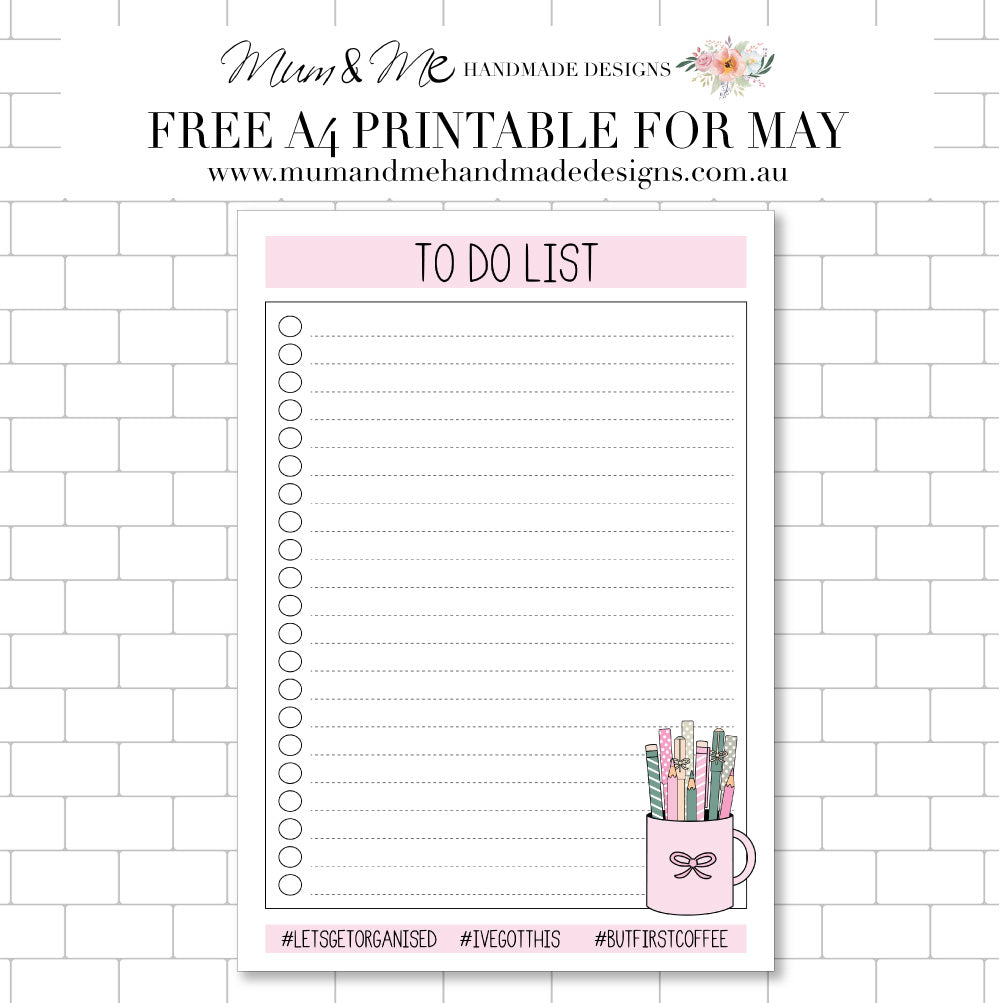 FREE PRINTABLE FOR MAY - TO DO LIST (PRETTY PINK) – Mum and Me Handmade ...