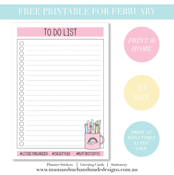 Free Printable To Do List by Mum and Me Handmade Designs