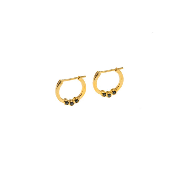 The Diana Earrings: Black Onyx Hoop Earrings 18K Gold and Black