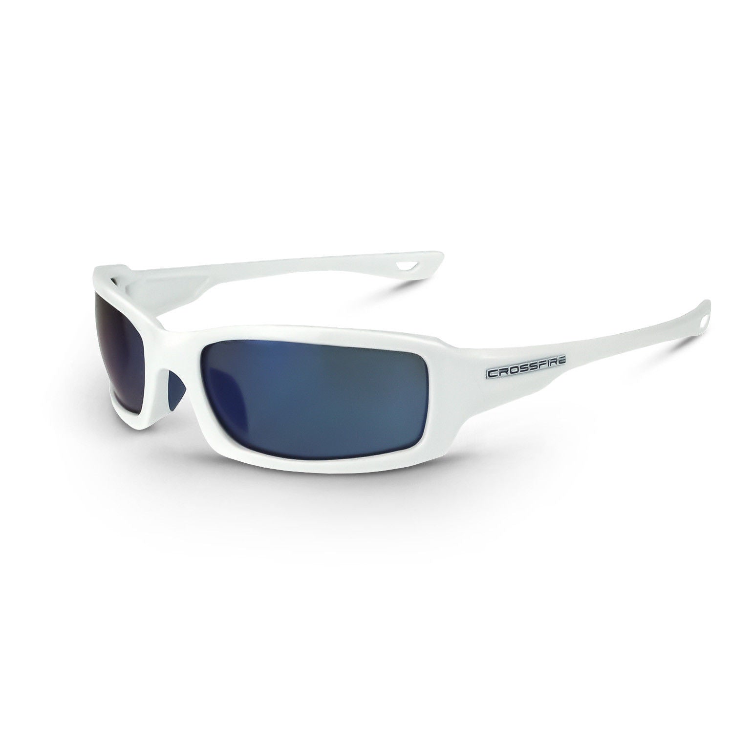 CROSSFIRE M6A Premium Safety Glasses White Frames Blue Mirror Lens 202
