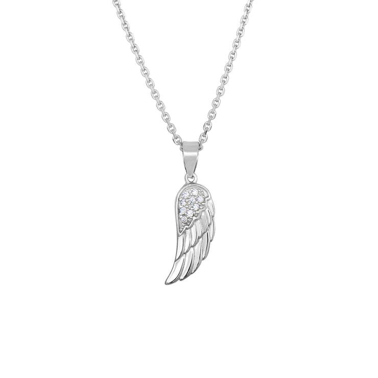 Silver CZ Angel Wing Necklace