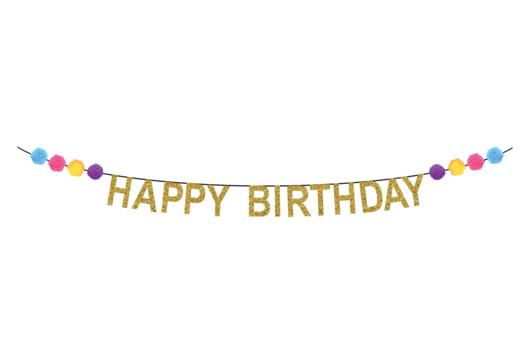 Pom Pom Birthday Banner