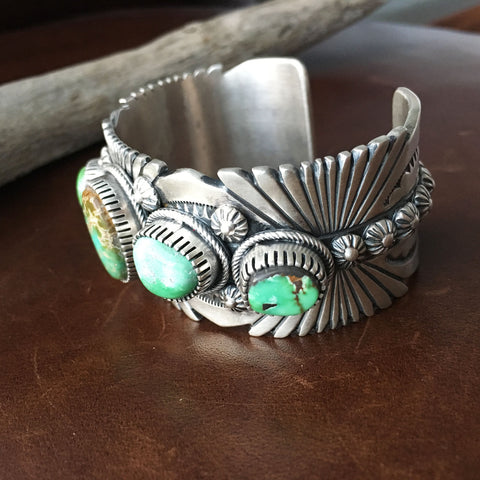 Beautiful Handmade 5 Stone Carico Lake Turquoise Sterling Silver Brace ...