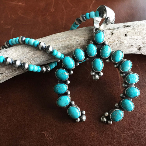 Beautiful Handmade Sterling Campitos Naja with Turquoise and Navajo Be ...