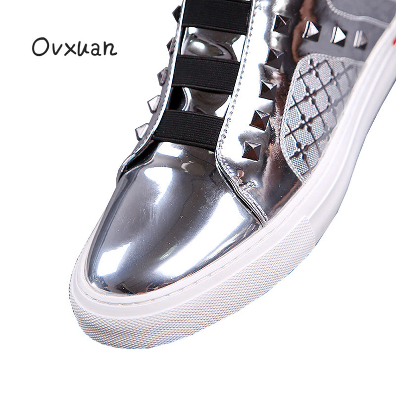 mens silver high top sneakers