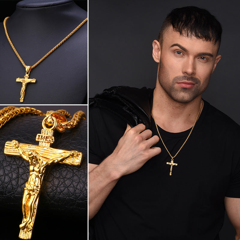 Cross Crucifix Jesus Pendant Necklace 