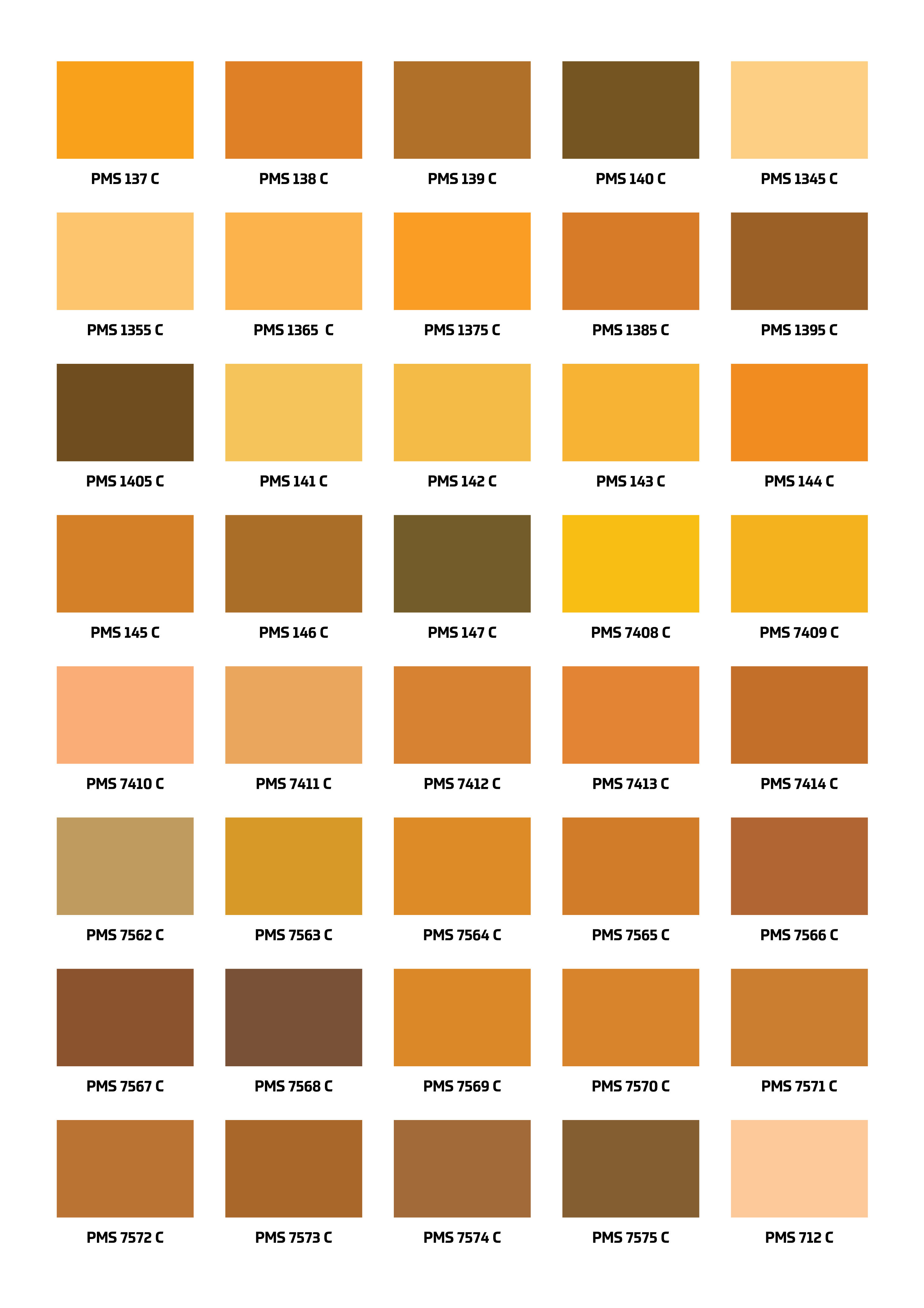 Orange Pantone Color Chart