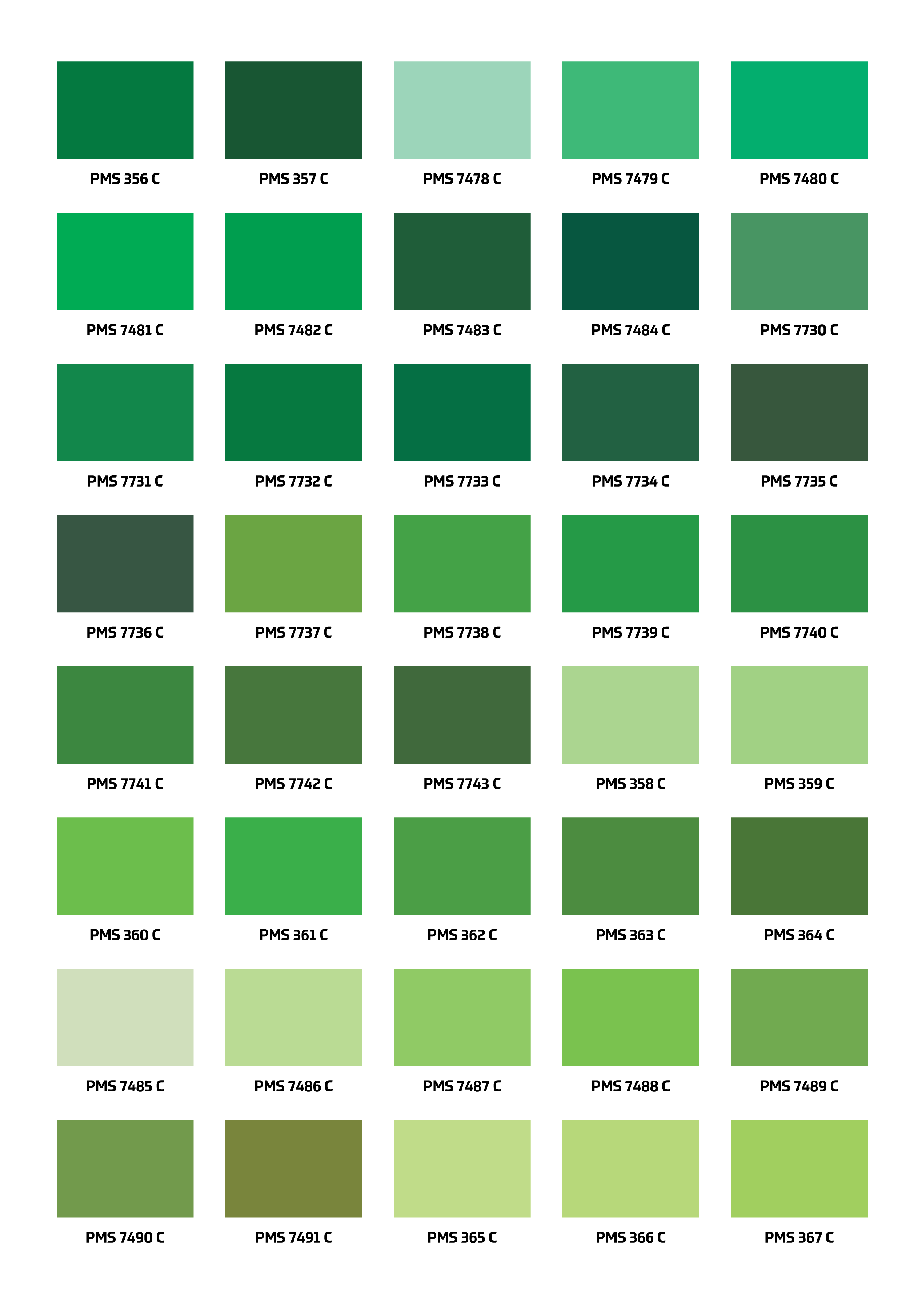 Pantone Color Chart Green