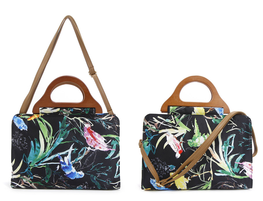 BILLY BAG - Bird Garden Wood Handle Tote