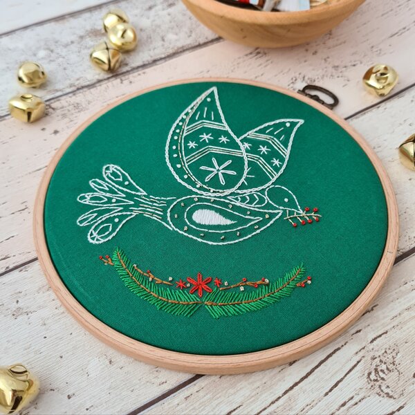 Christmas dove embroidery kit